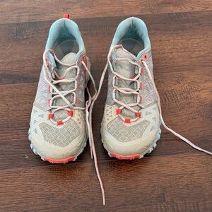 La Sportiva Light Gray and Coral Trail Shoes